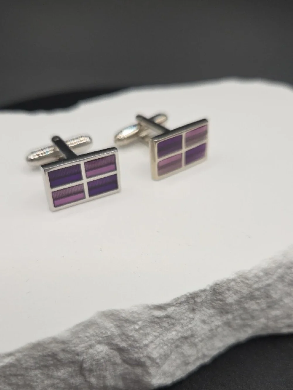 Stainless Steel Amethyst Cufflinks
